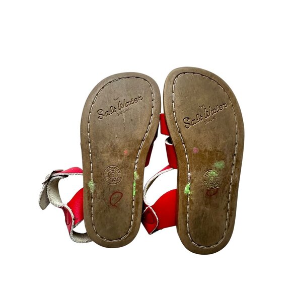 Toddler Salt Water Original Red Leather Sandals Waterproof Classic Strappy Size - Picture 6 of 7
